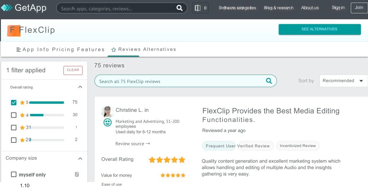 FlexClip reviews on GetApp